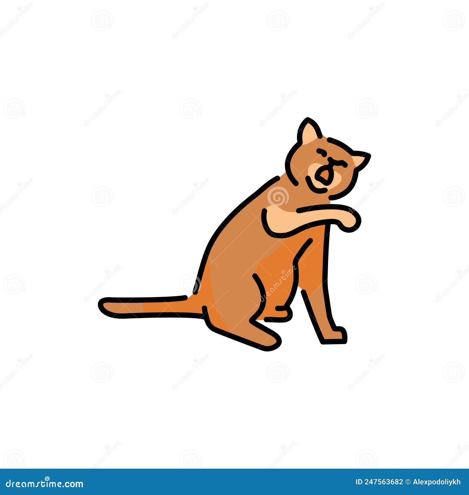 Happy Cat Sitting Color Line Icon Pictogram Web Page Mobile Stock