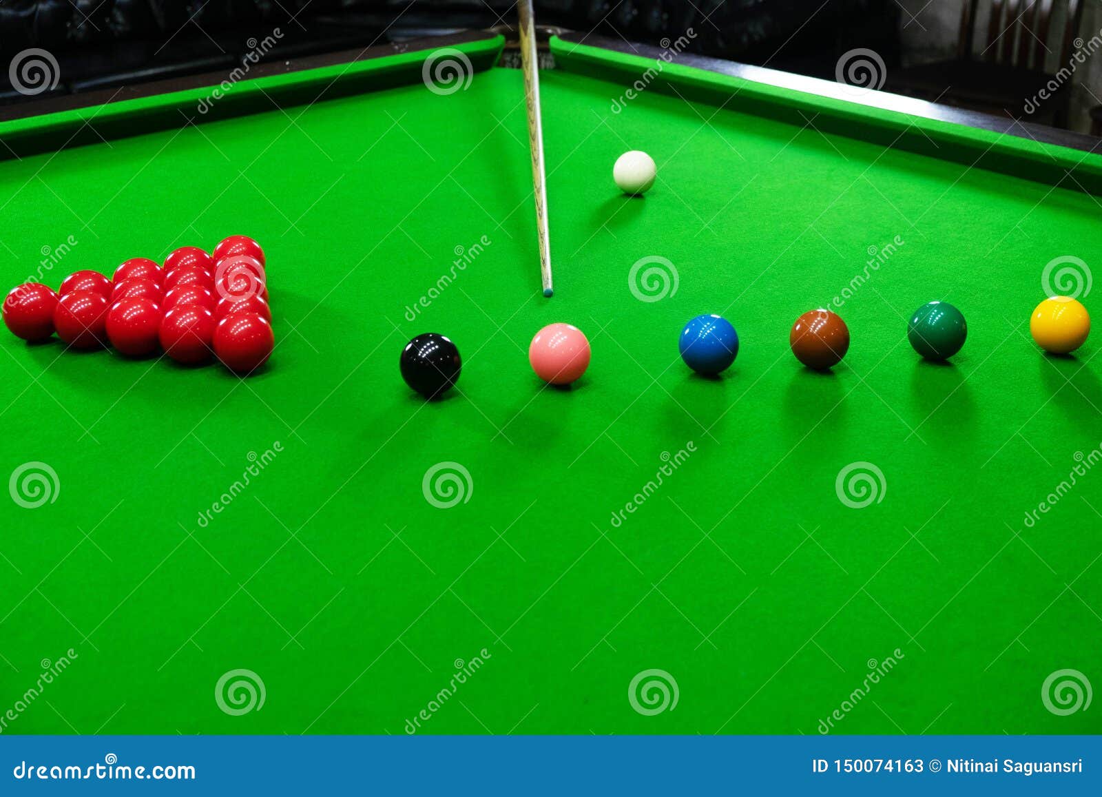 Playing Snooker, Piercing the Red Ball, Black, Aiming the Ball and Pocketing the Hole To Score Points Stock Image