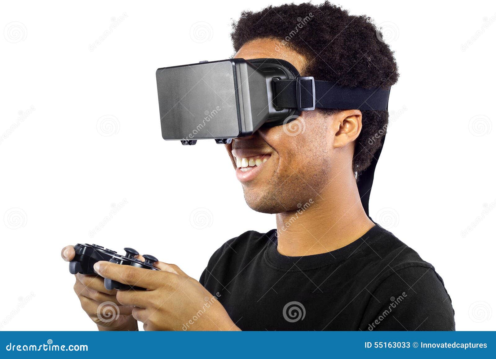 Playing Video Games with Virtual Reality Headset Stock Image Image of