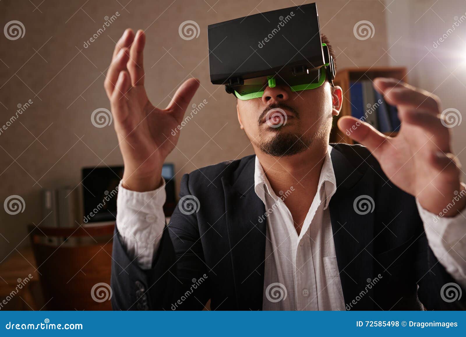 Playing in VR glasses stock photo. Image of businessman 72585498