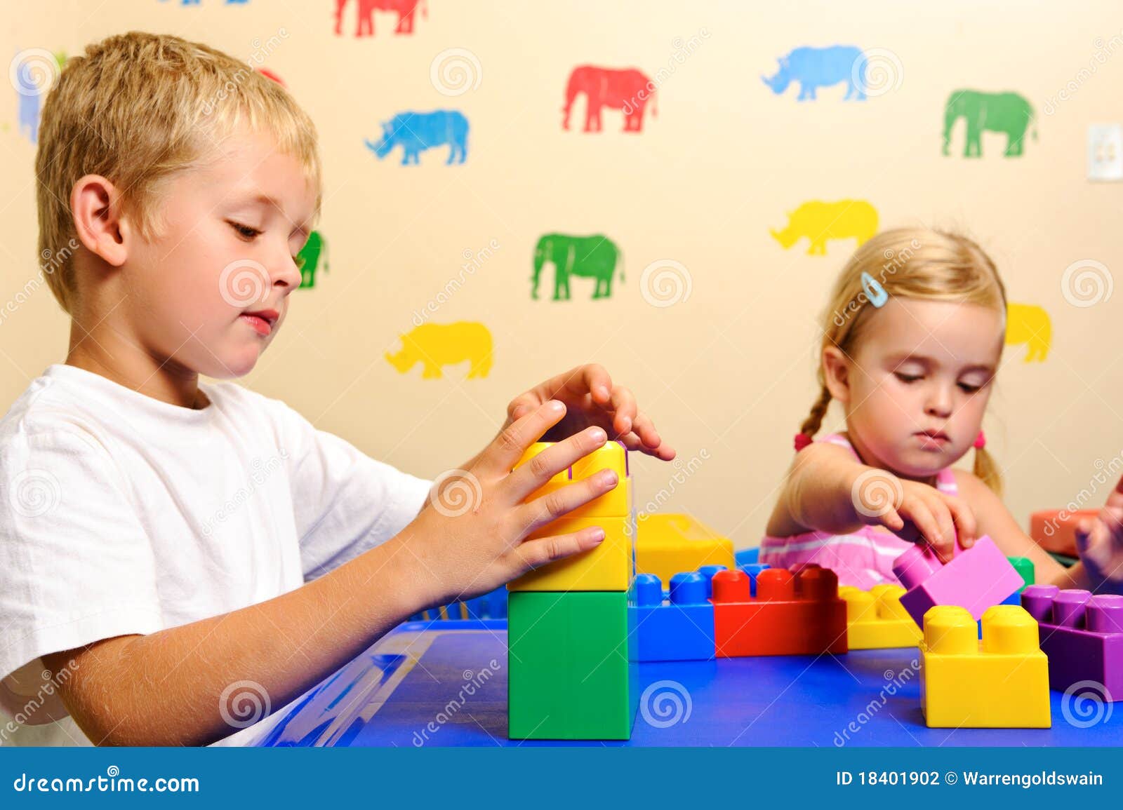 Playschool with blocks stock photo. Image of playschool 18401902