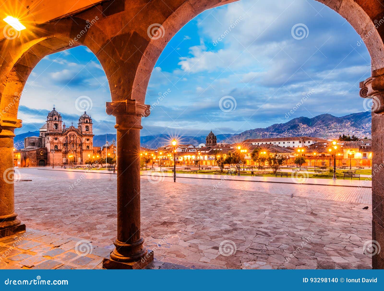 plaza de armas early in morning,cusco, peru