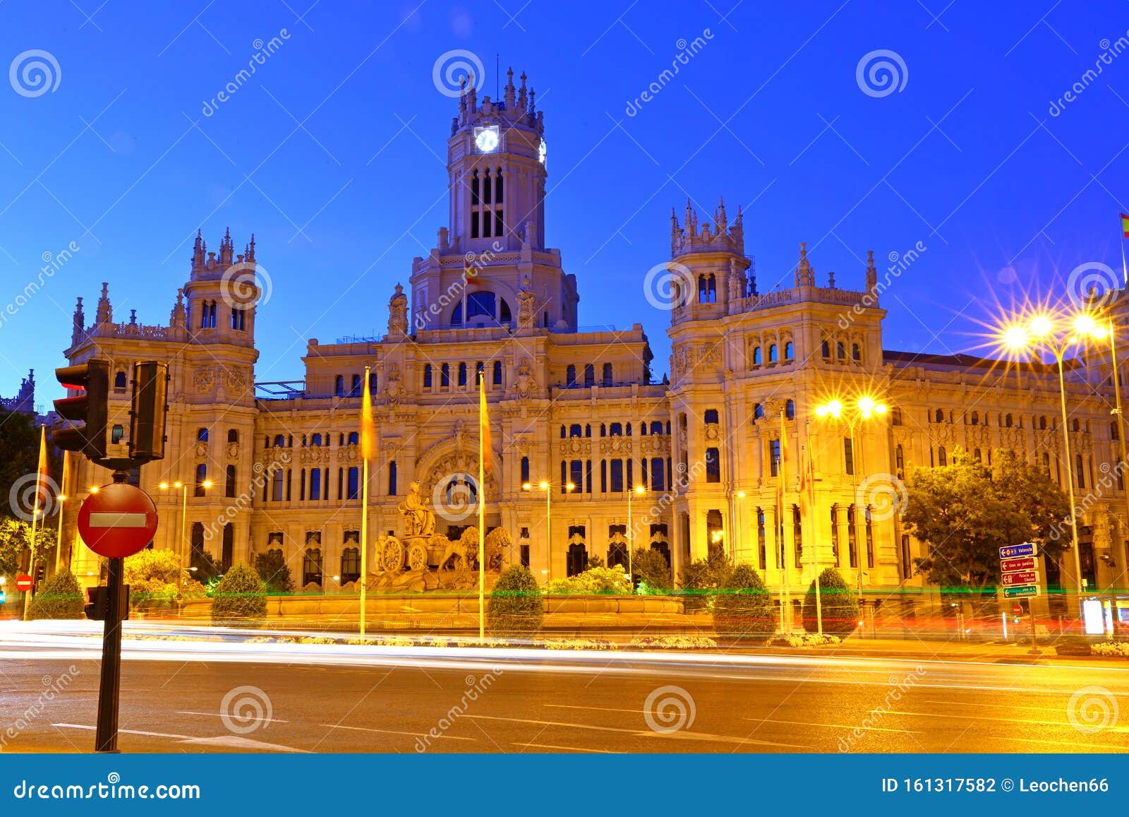 plaza de cibeles fountain before the palacio de comunicaciones, madrid,