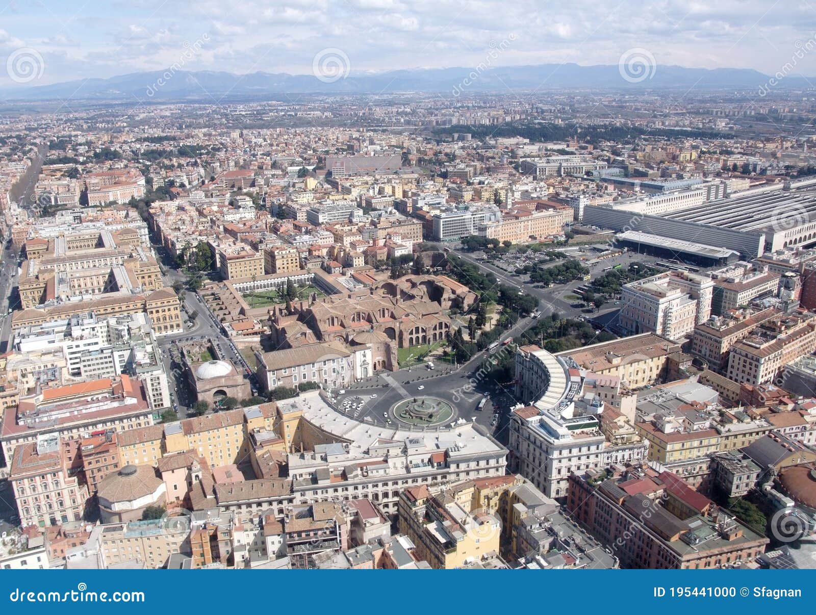 plaza de la republica aerial view, rome italy
