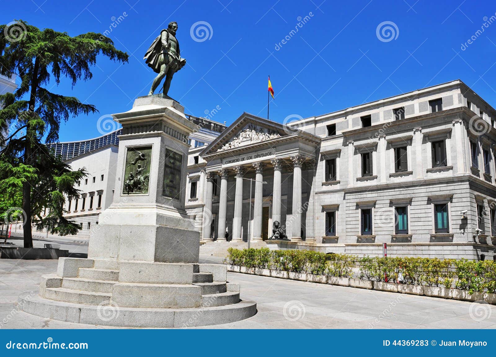 plaza de las cortes and spanish congress of deputies in madrid,