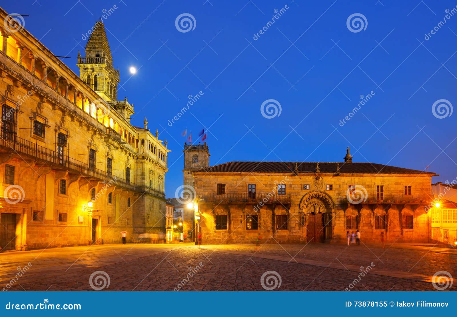 plaza de obradoiro in night time. santiago de compostela