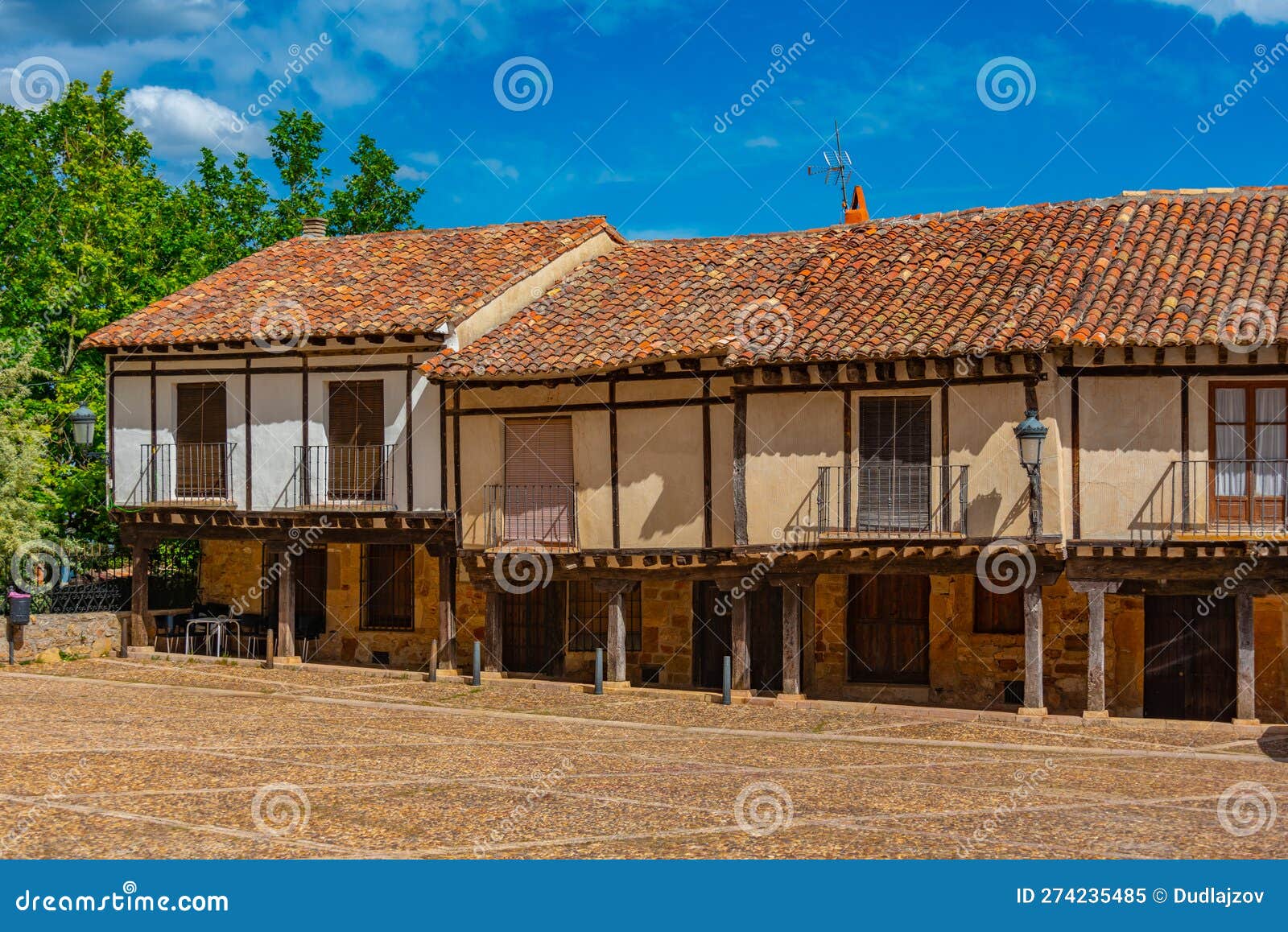 plaza del mercado in the old town of atienza, spain