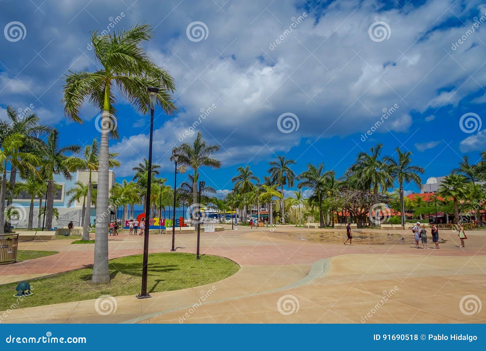 plaza located in dowtown in the colorful cozumel