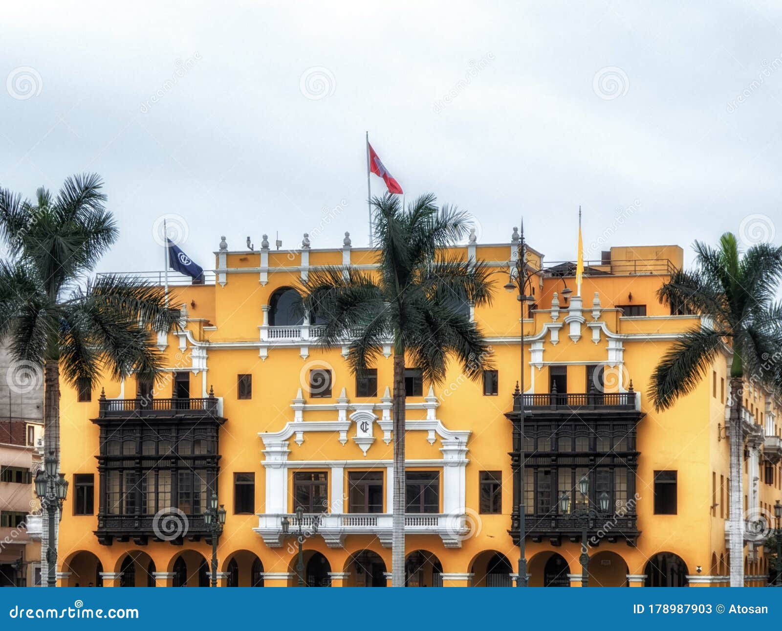Plaza Mayor City Hall Lima Peru Stock Image Image of peru, moorish
