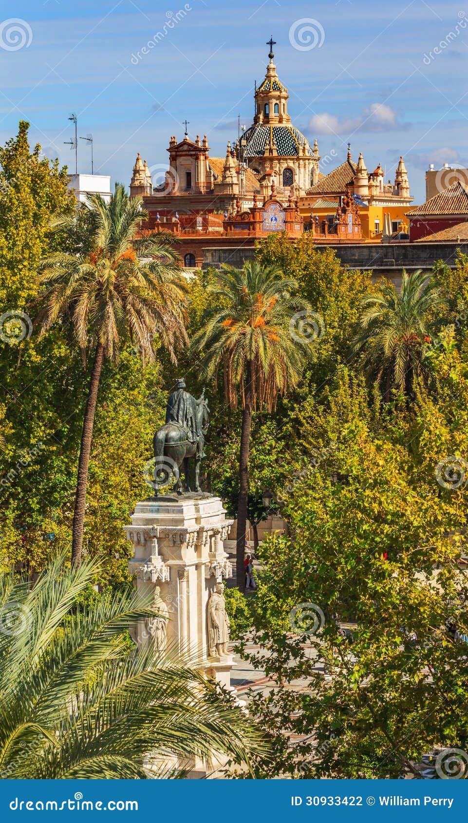 plaza nueva ferdinand statue church el salvador seville spain