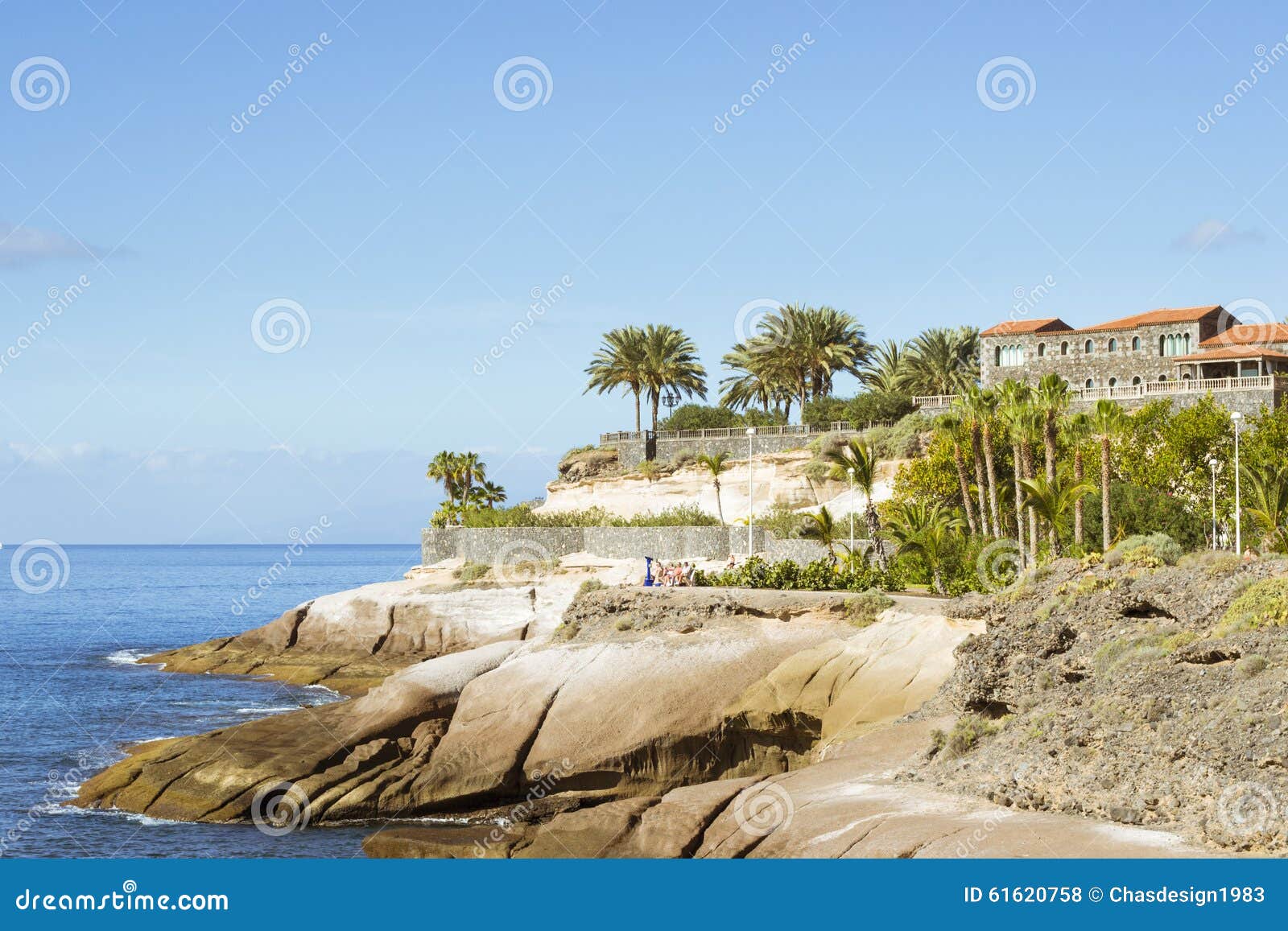 Plaza Playa Del Duque Duke Castle Costa Adeje Tenerife Spain Stock Photo Image Of Blue Beach