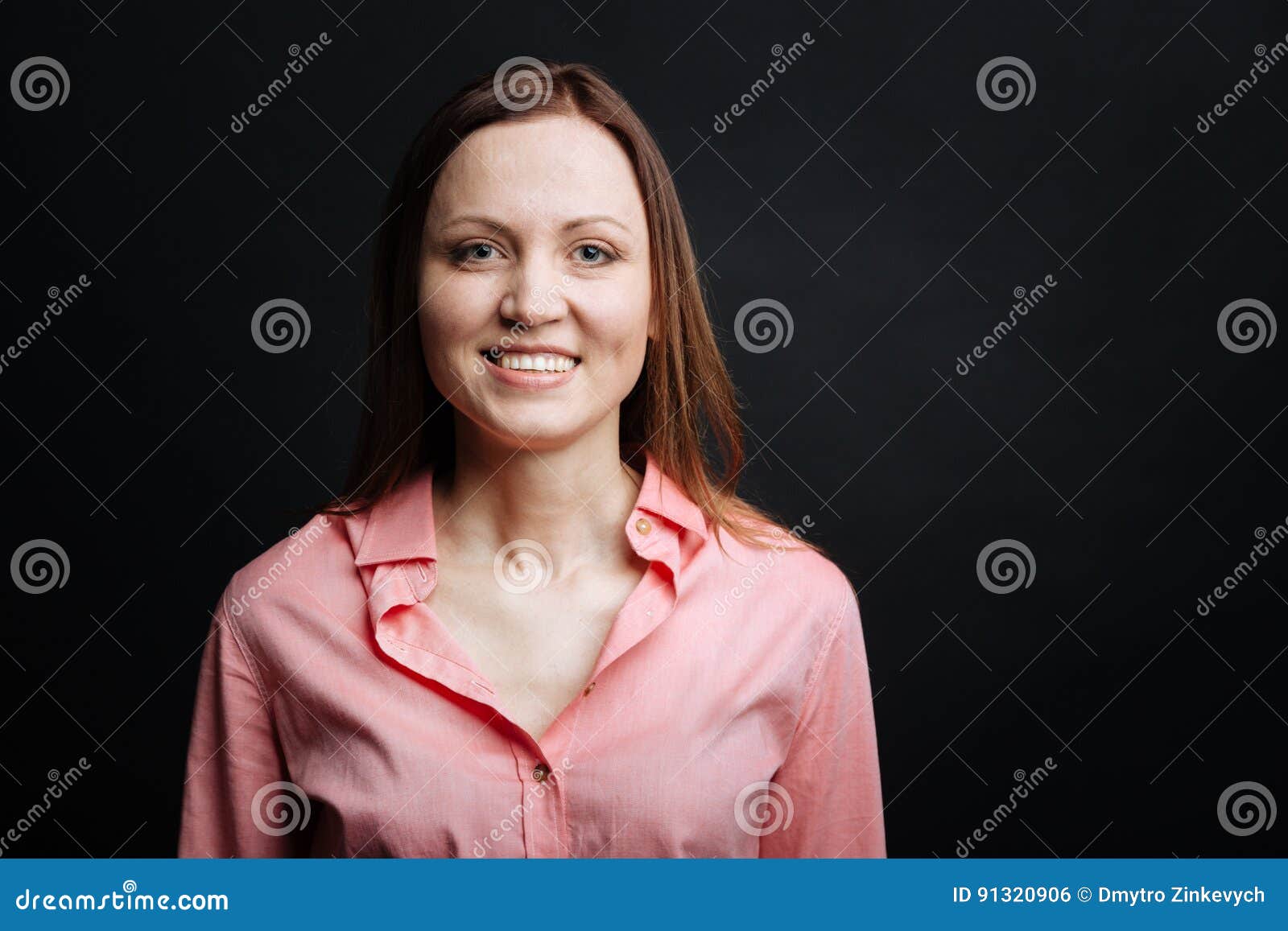 Pleasant Young Woman Expressing Joy Indoors Stock Photo - Image of ...