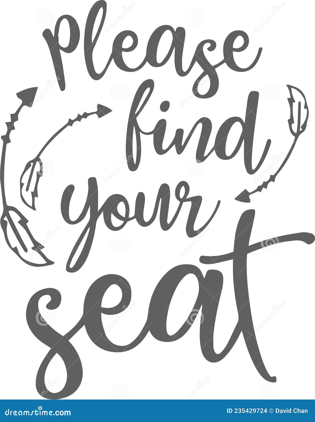 Please Find Your Seat Inspirational Quotes Stock Vector Illustration
