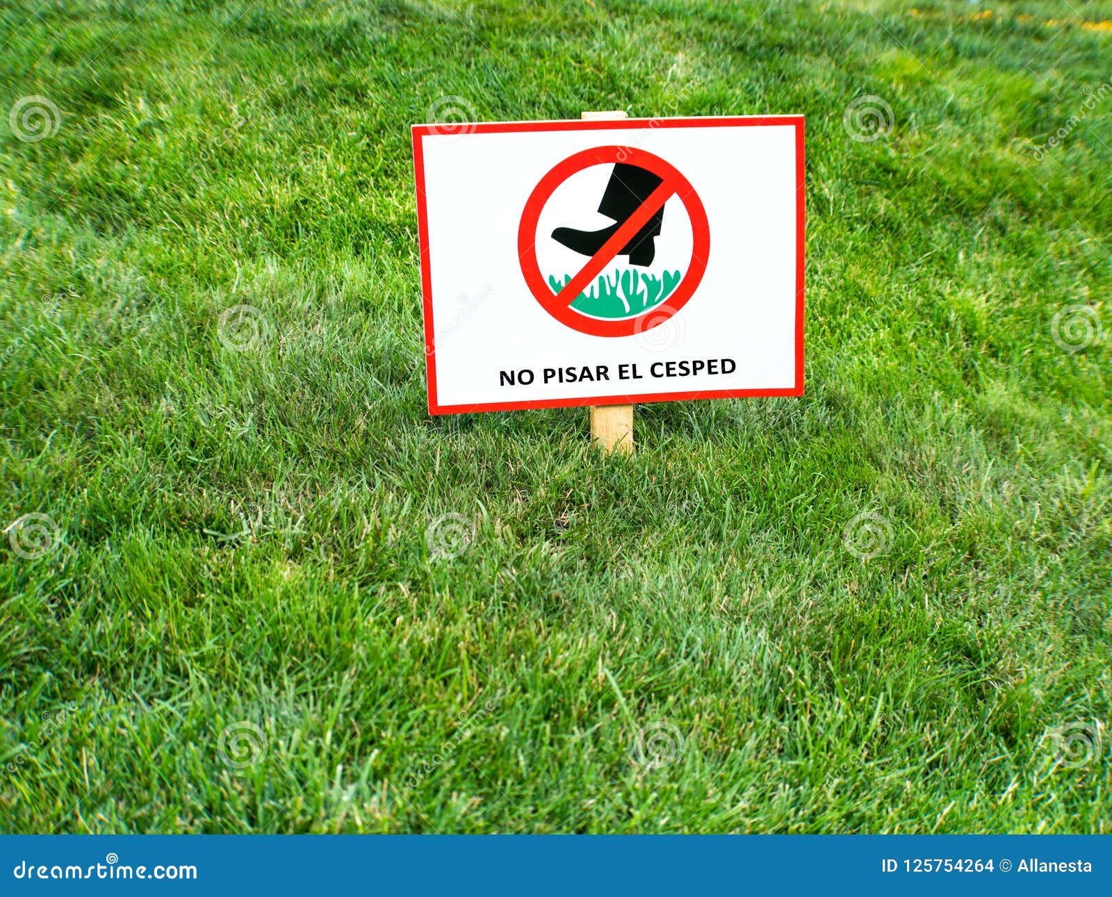 please keep off the lawn sign in spanish language. no pisar el cesped.