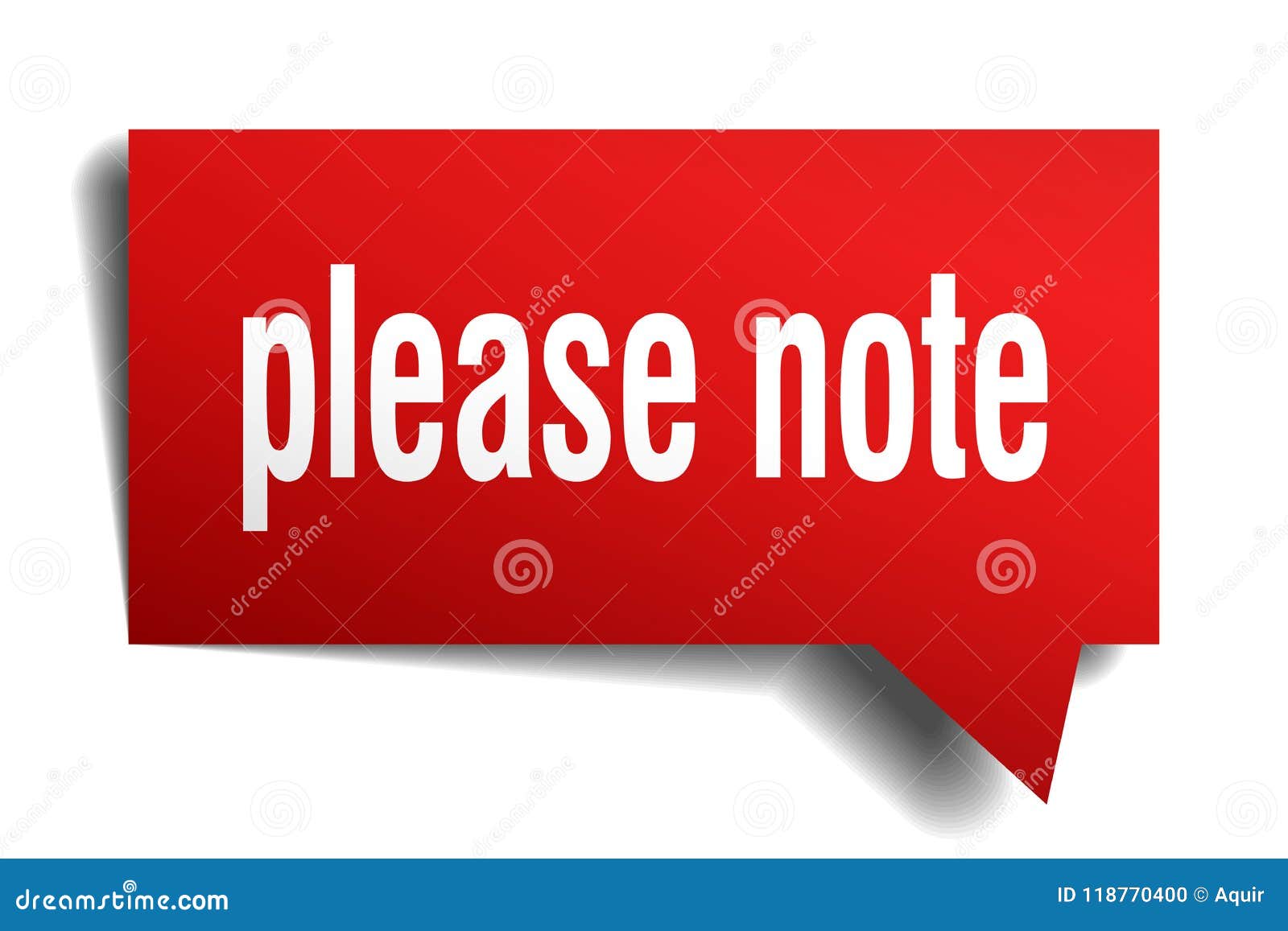 please note red 3d speech bubble