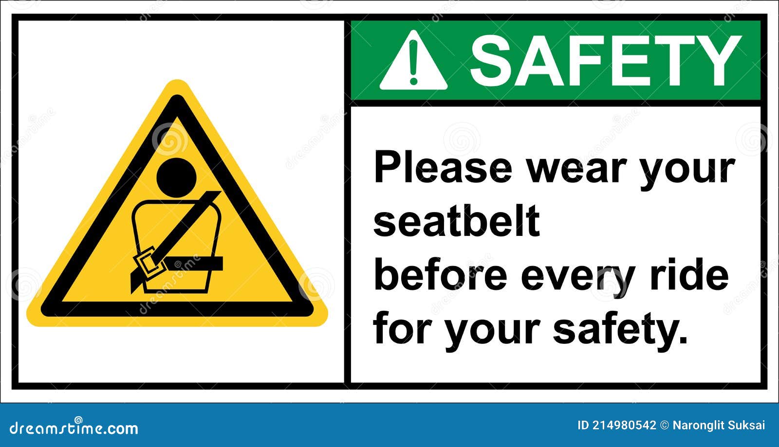 Please Wear Your Seat Belt for Safety.,Safety Sign Stock Vector -  Illustration of fasten, lock: 214980542