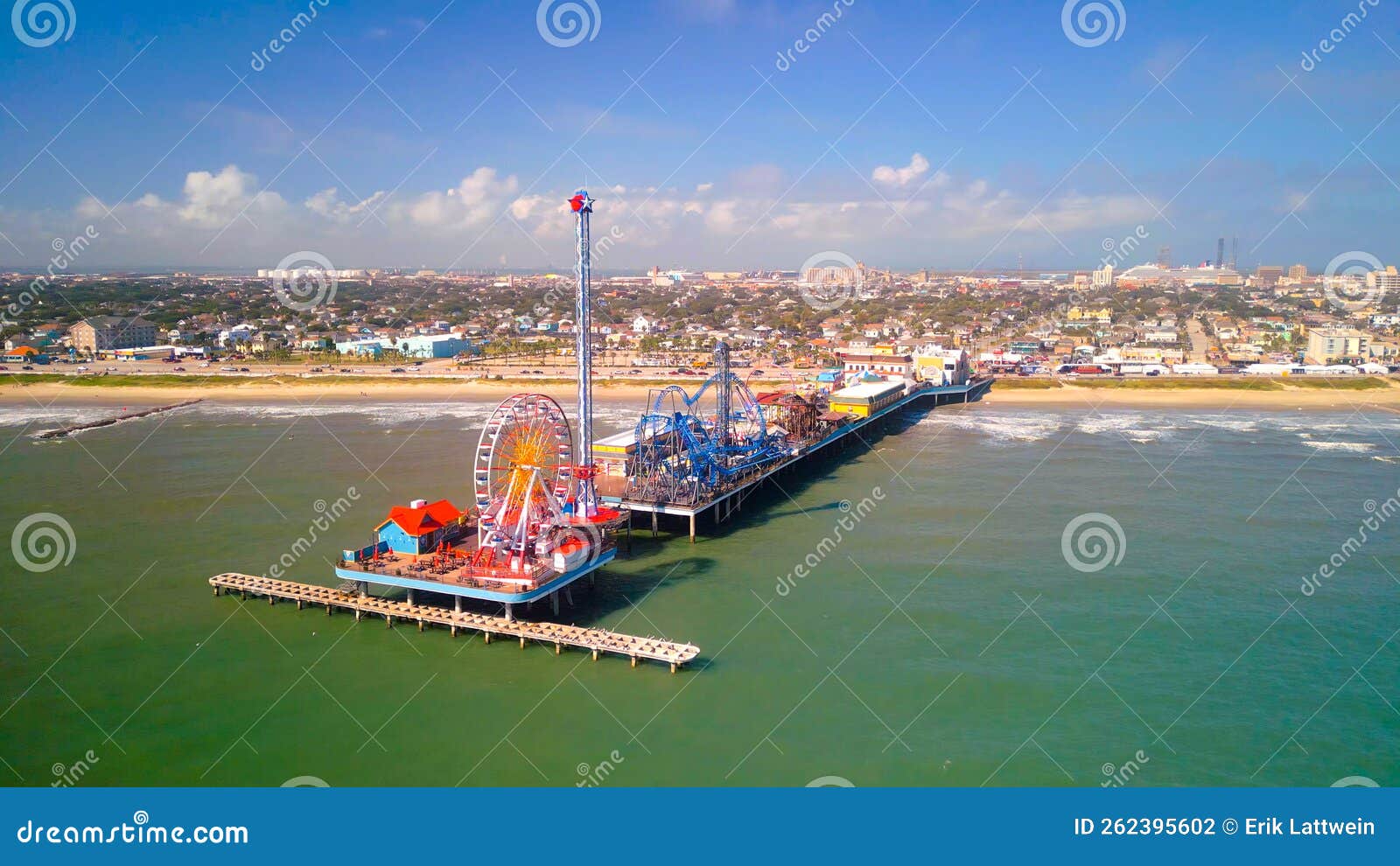 Pleasure Pier of Galveston Texas from Above - GALVESTON, UNITED STATES