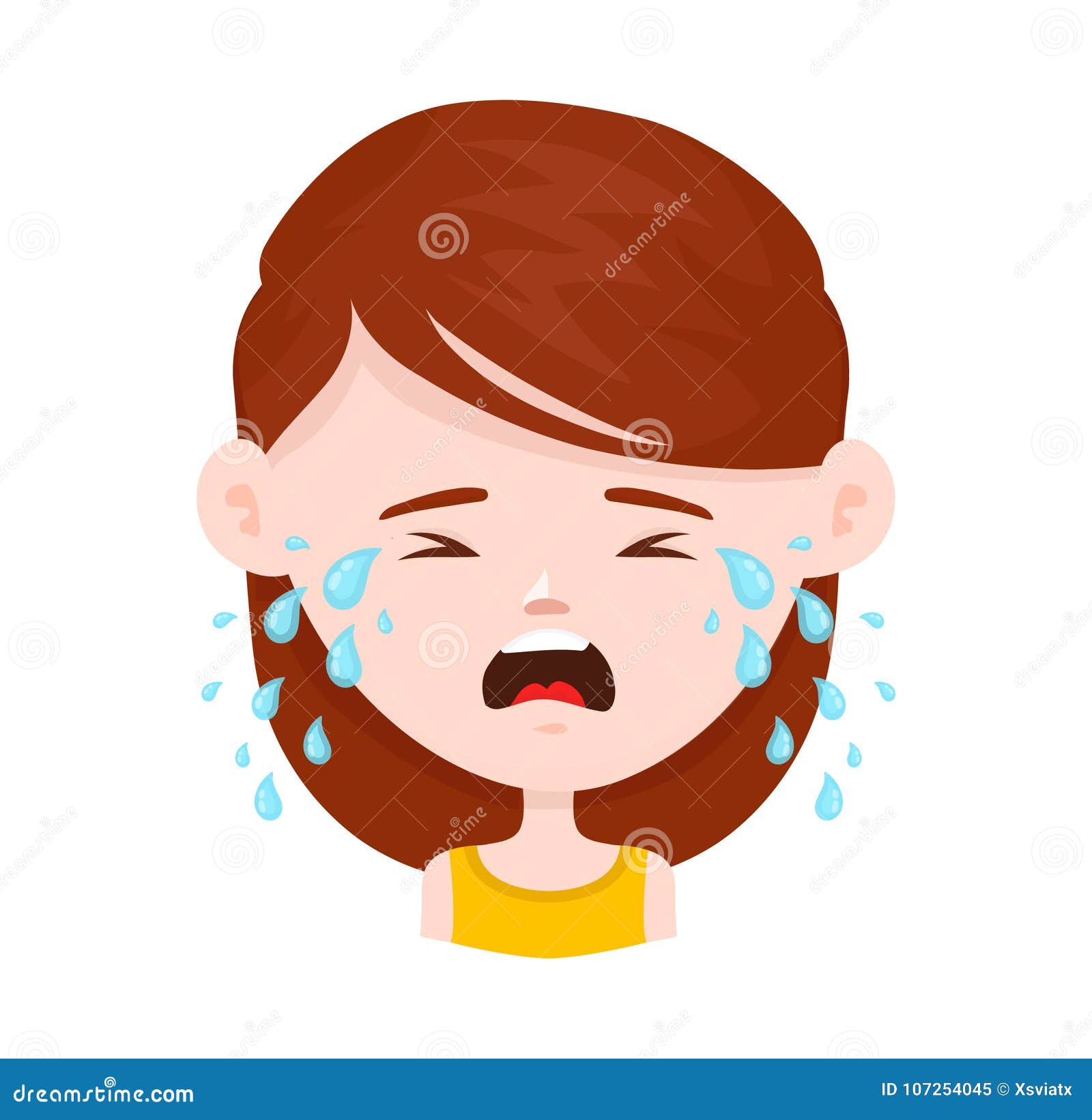 Pleurer De Jeune Fille De Femmes Vecteur Plat Illustration