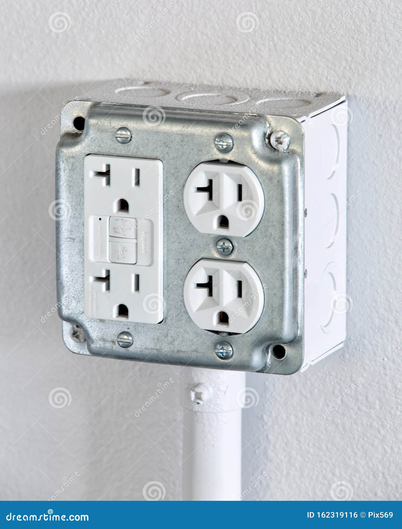 A Four Plex Electrical Outlet. Stock Photo Image of gfci, protection