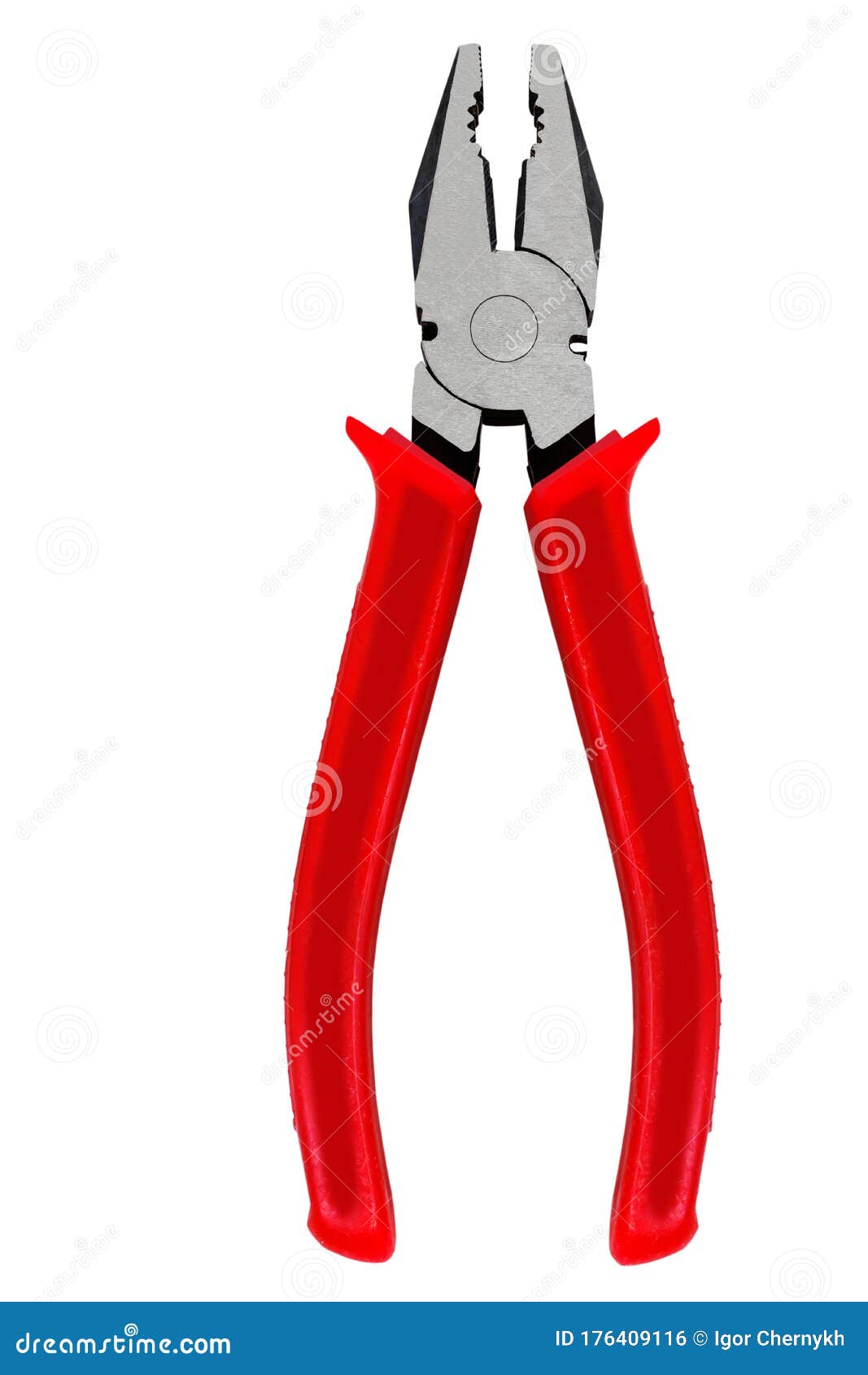 pliers with plastic handles in red.