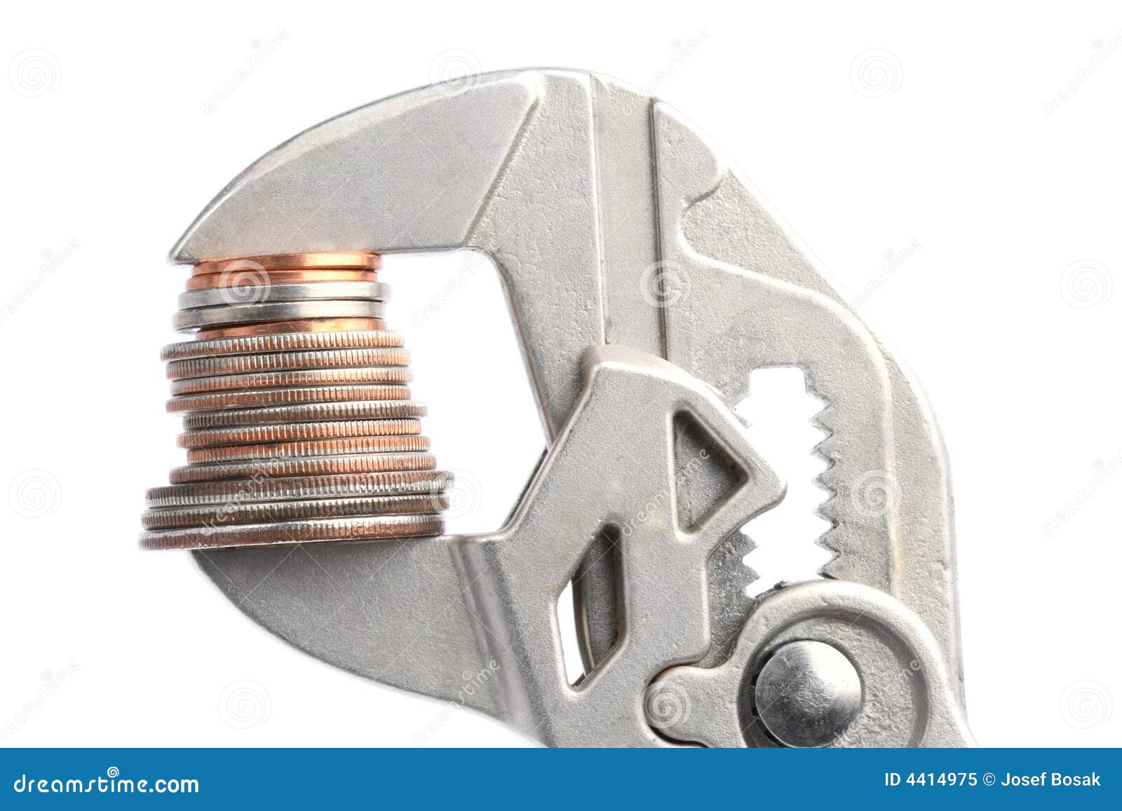 Pliers with some coins stock image. Image of close, finances 4414975
