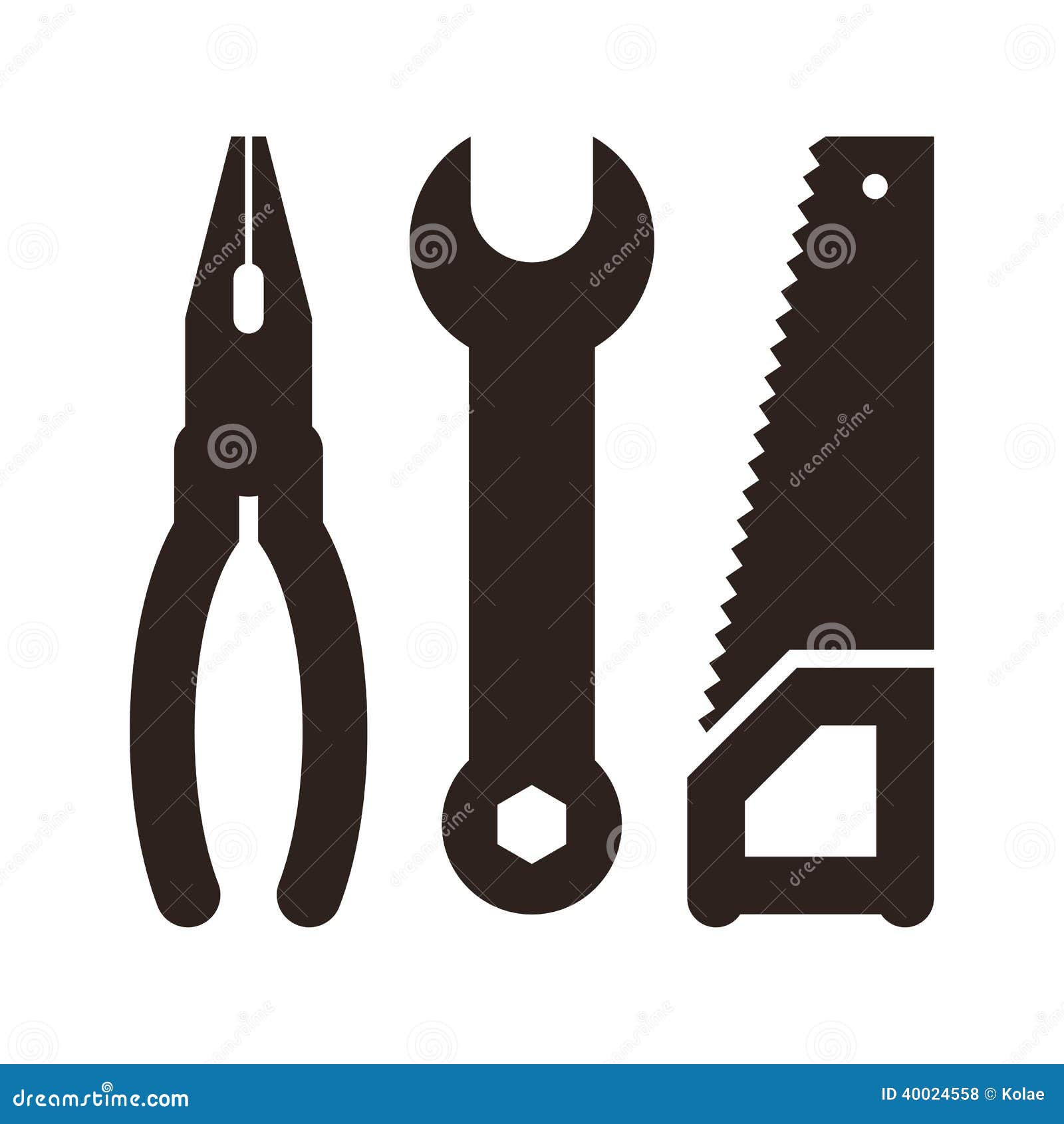 Pliers, Wrench and Saw Icon Stock Vector Illustration of object, construction 40024558
