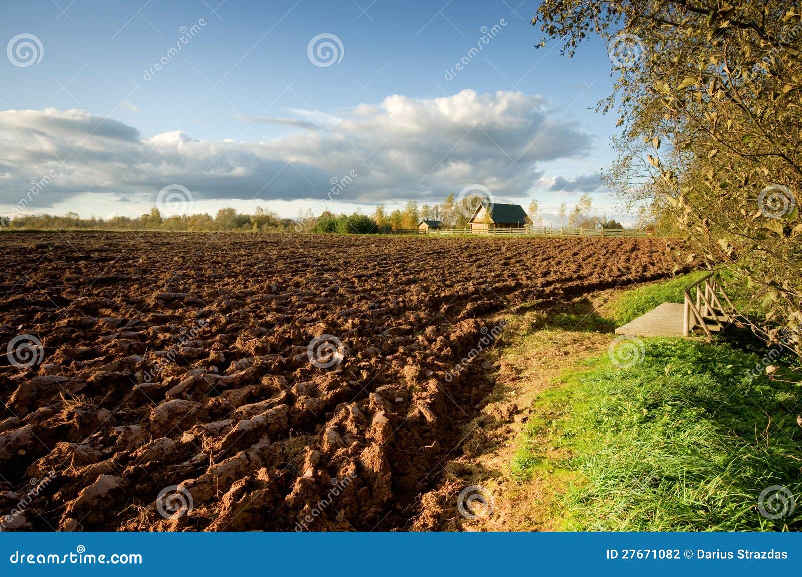 Ploughed field and house stock photo. Image of agriculture 27671082