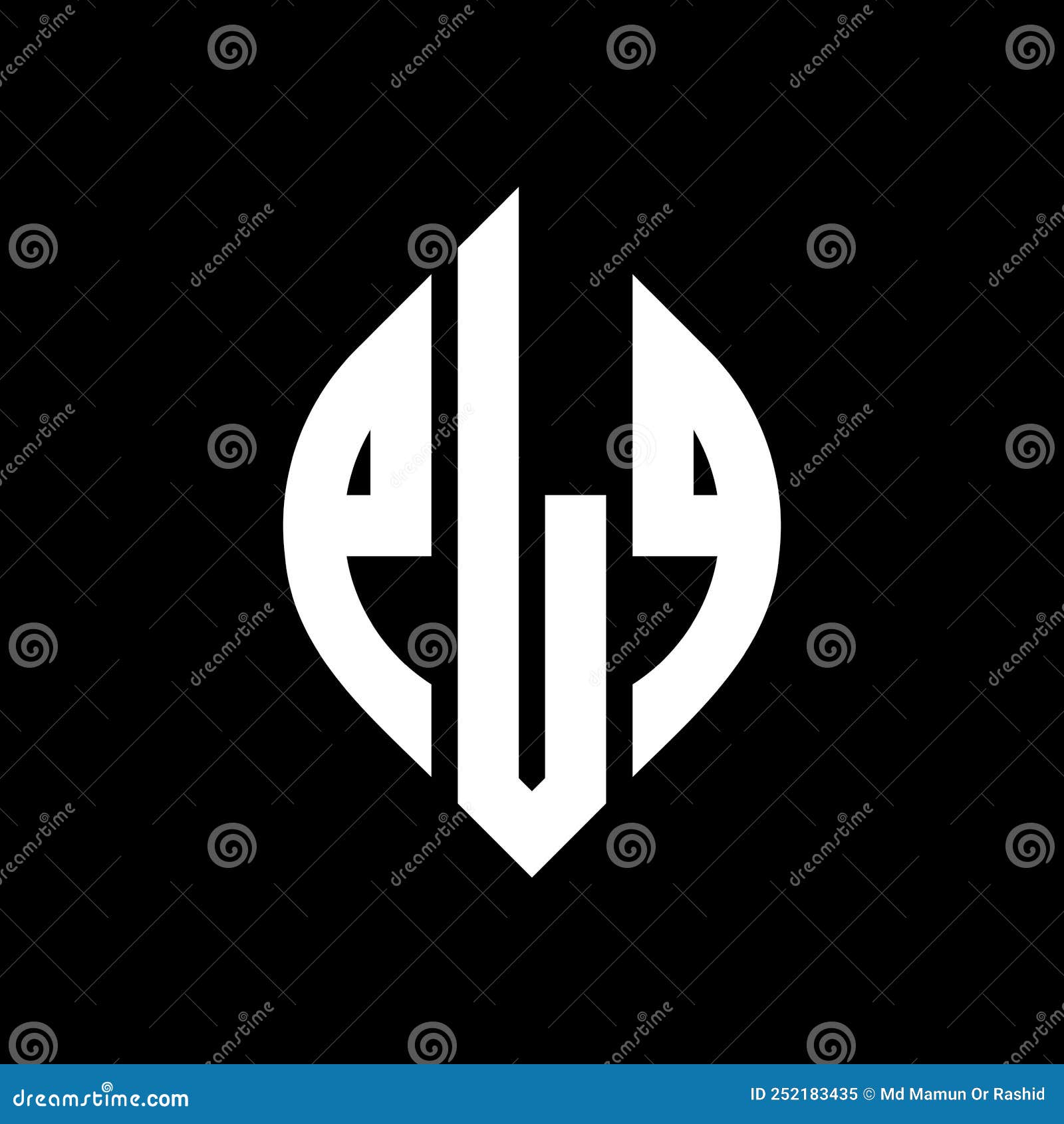 plq circle letter logo  with circle and ellipse . plq ellipse letters with typographic style. the three initials form a