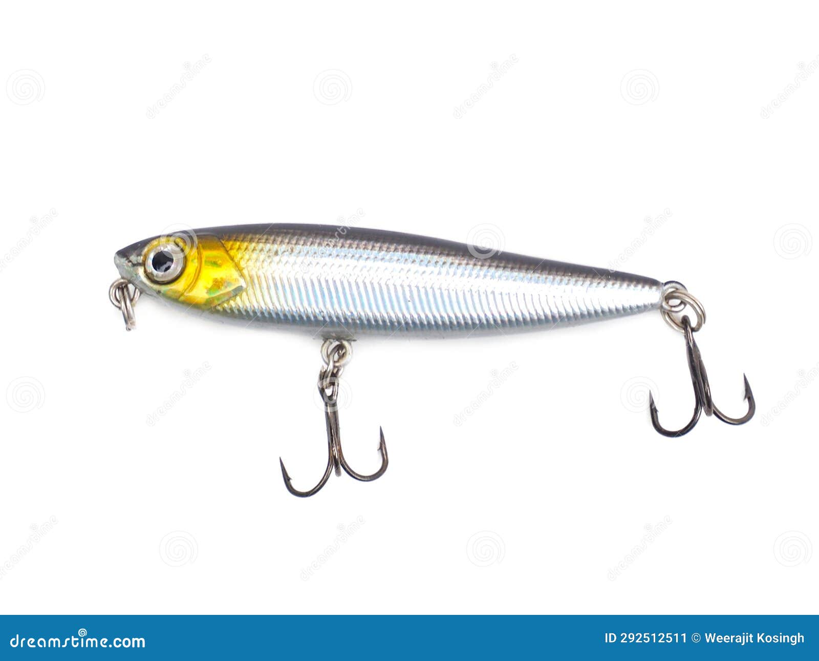 Plug Baits with 3 Way Hooks. Fishing Equipment Isolated on White Background  Stock Image - Image of equipment, lure: 292512511