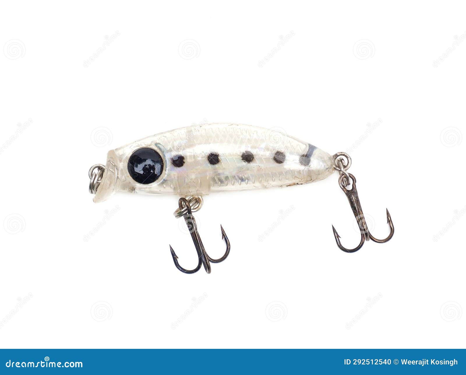 Plug Baits with 3 Way Hooks. Fishing Equipment Isolated on White