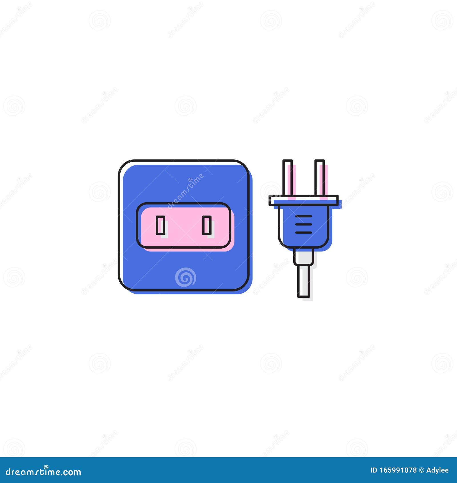 Plug Socket Vector Icon Symbol Isolated on White Background Stock