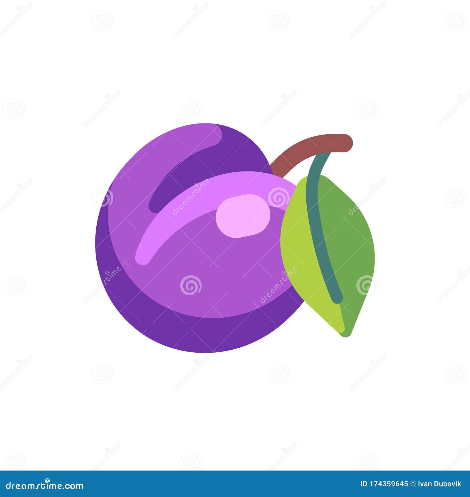 Plum Flat Icon. Slot Machine Symbol Stock Vector - Illustration of plum ...