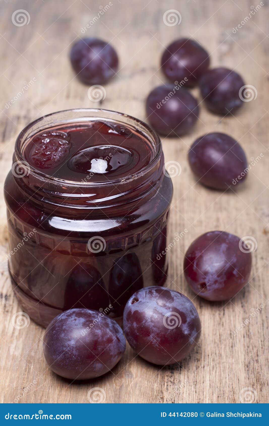 Plum jam in a glass jar stock photo. Image of ingredient 44142080