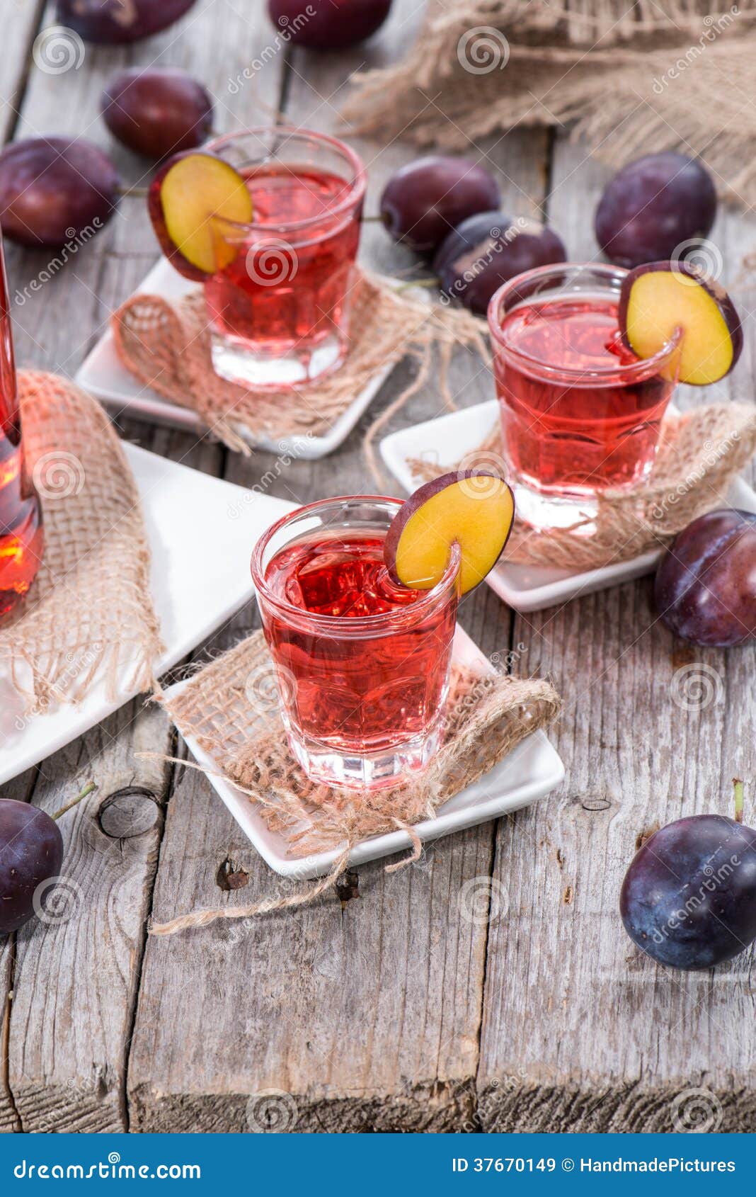 Plum Liqueur Shots stock image. Image of wooden, cocktail 37670149