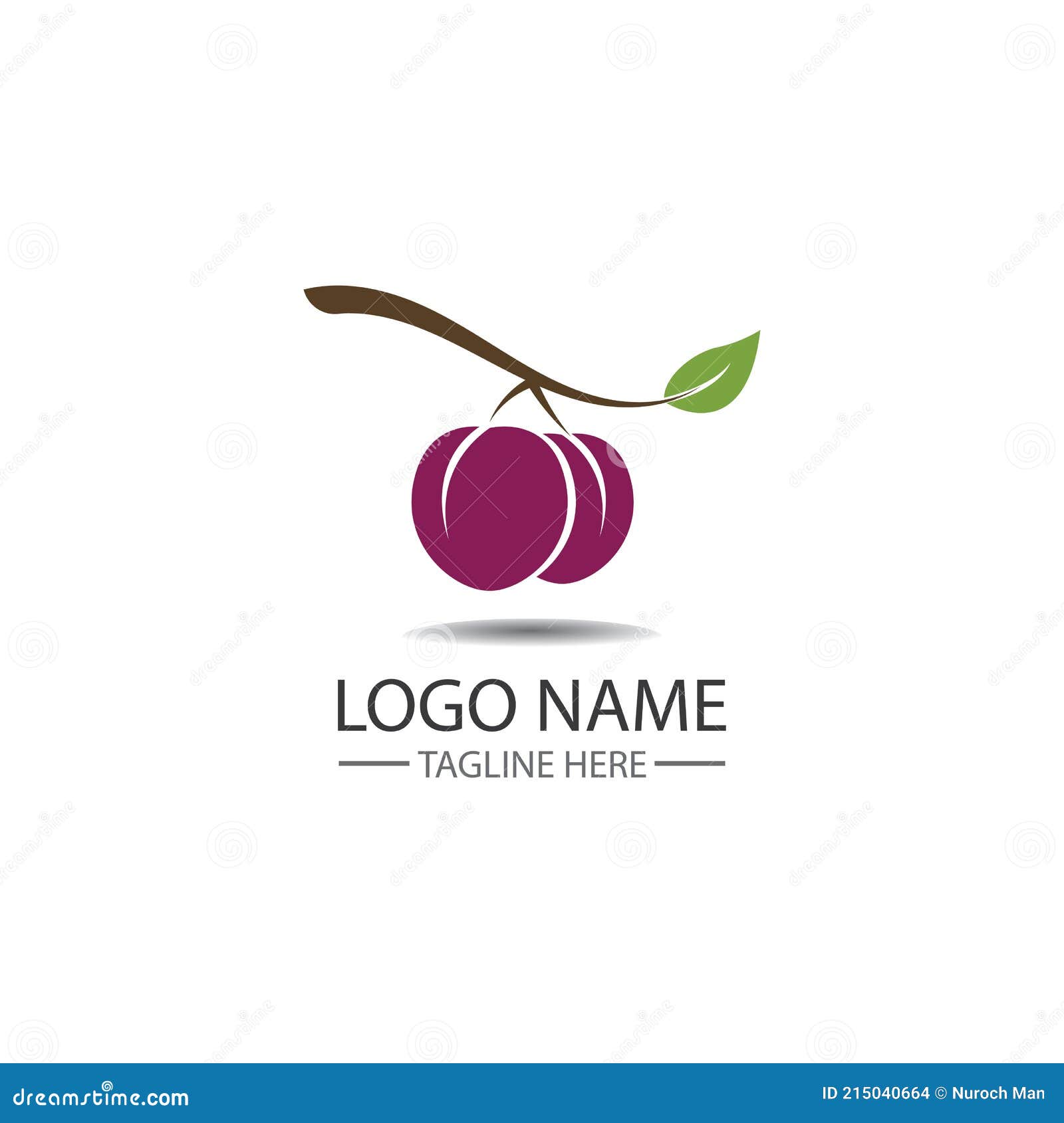 Plum Logo Vector Icon Design Template. Stock Vector Illustration of