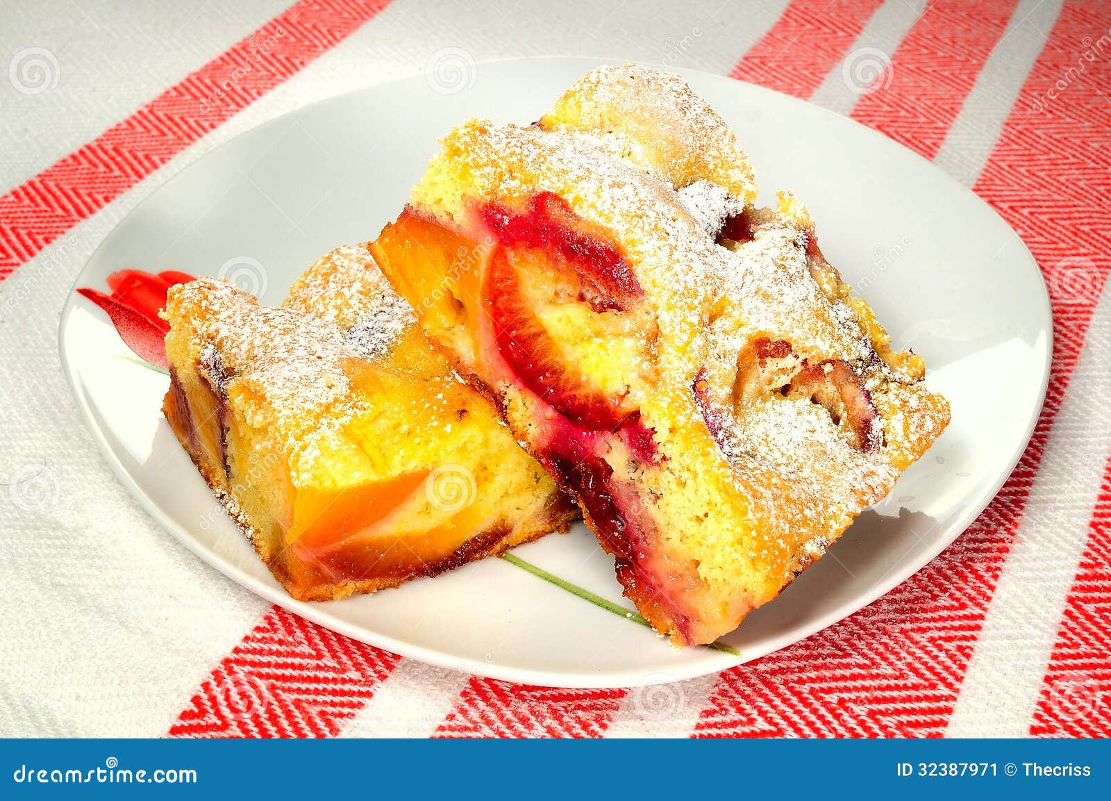 Plum and peach cake stock image. Image of cake, sweet 32387971