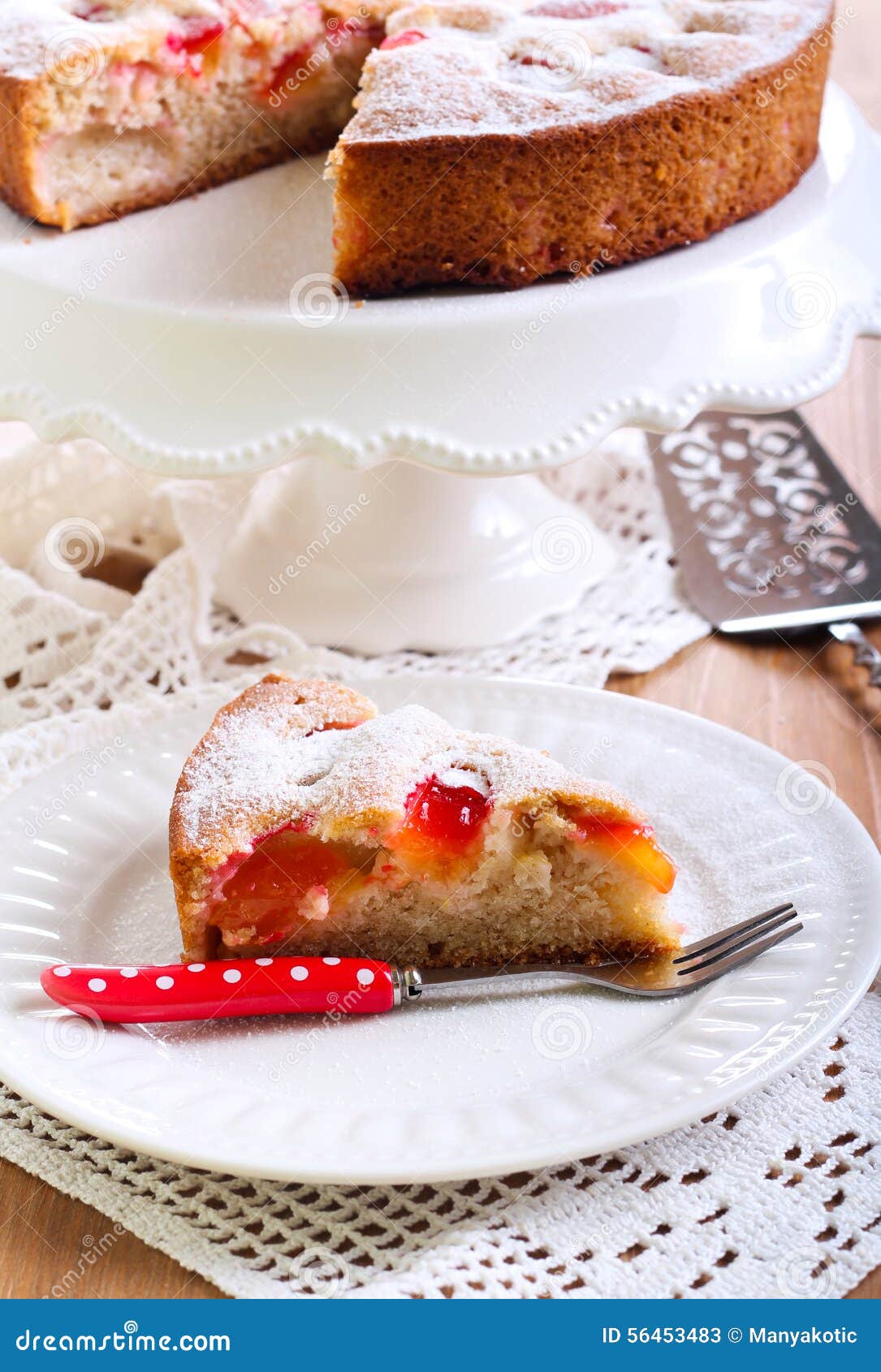 Plum sponge cake stock image. Image of slice, dessert 56453483