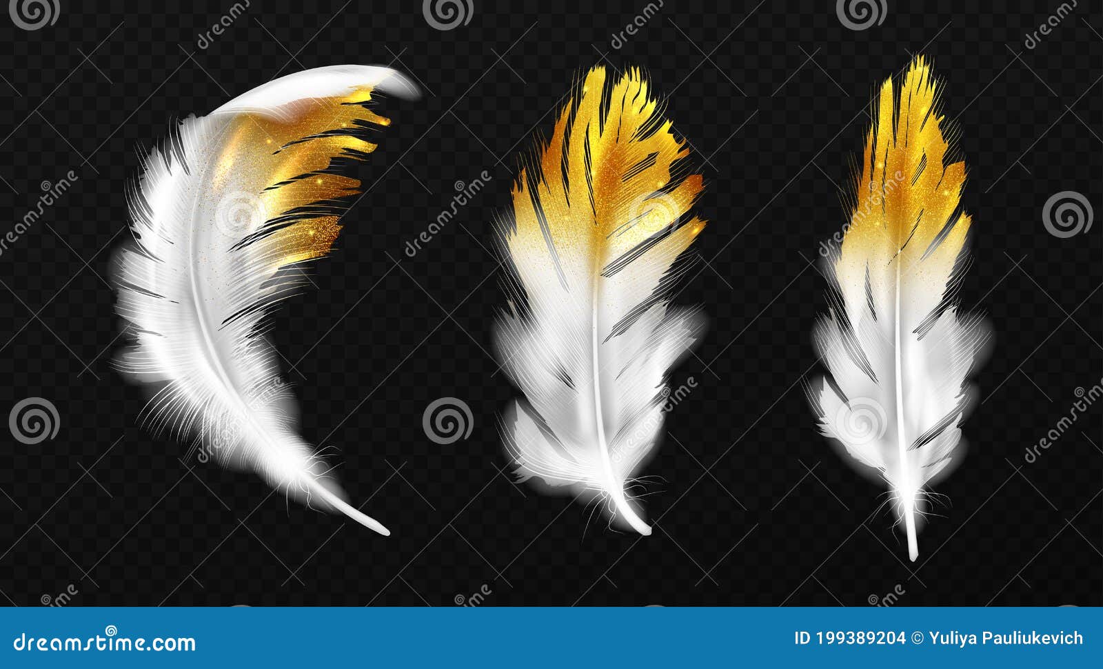 Plumas Blancas Con Brillo Dorado En Los Bordes, Plumaje Ilustración del  Vector - Ilustración de pluma, hermoso: 199389204