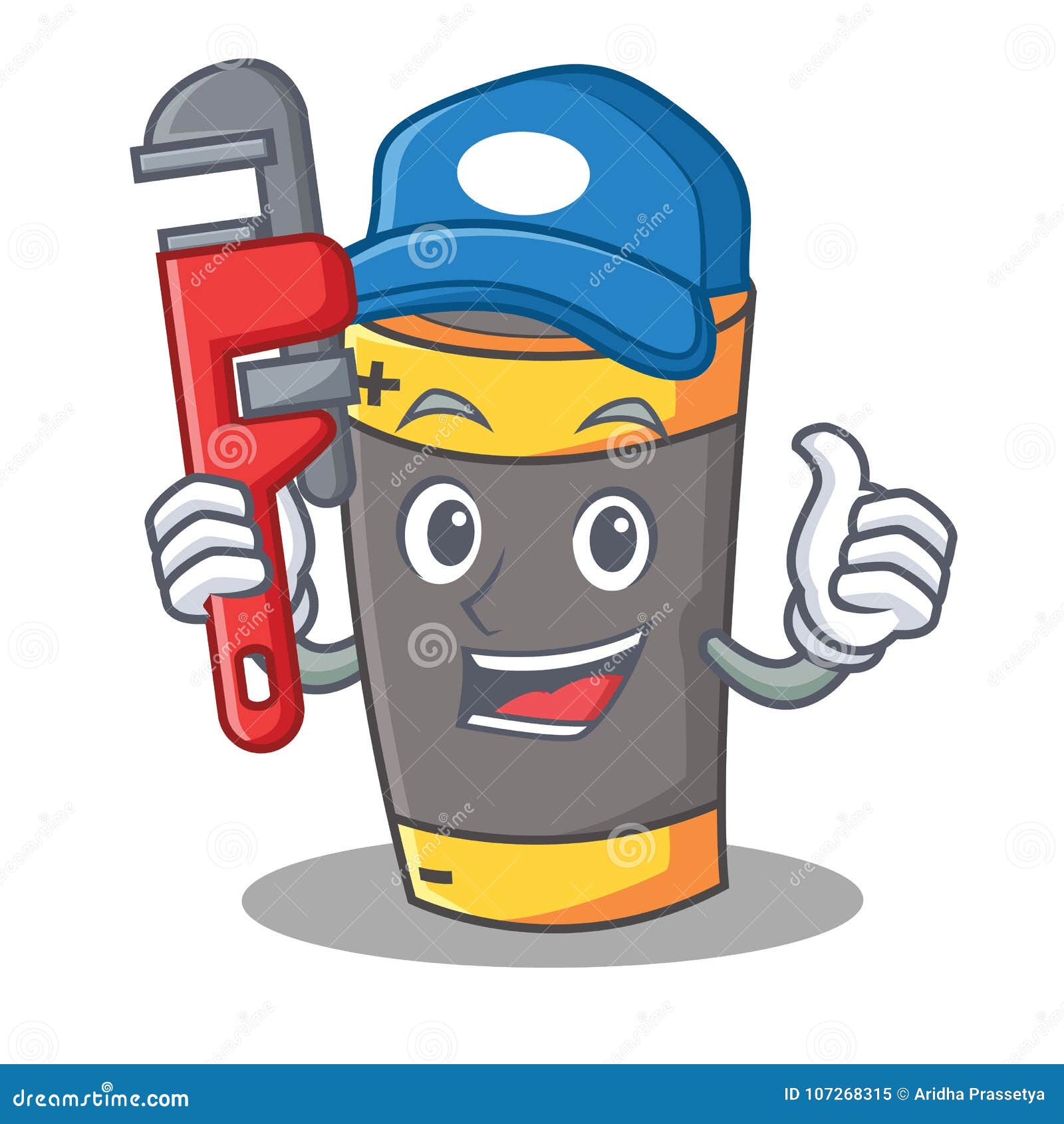 Plumber Battery Mascot Cartoon Style Stock Vector - Illustration of ...