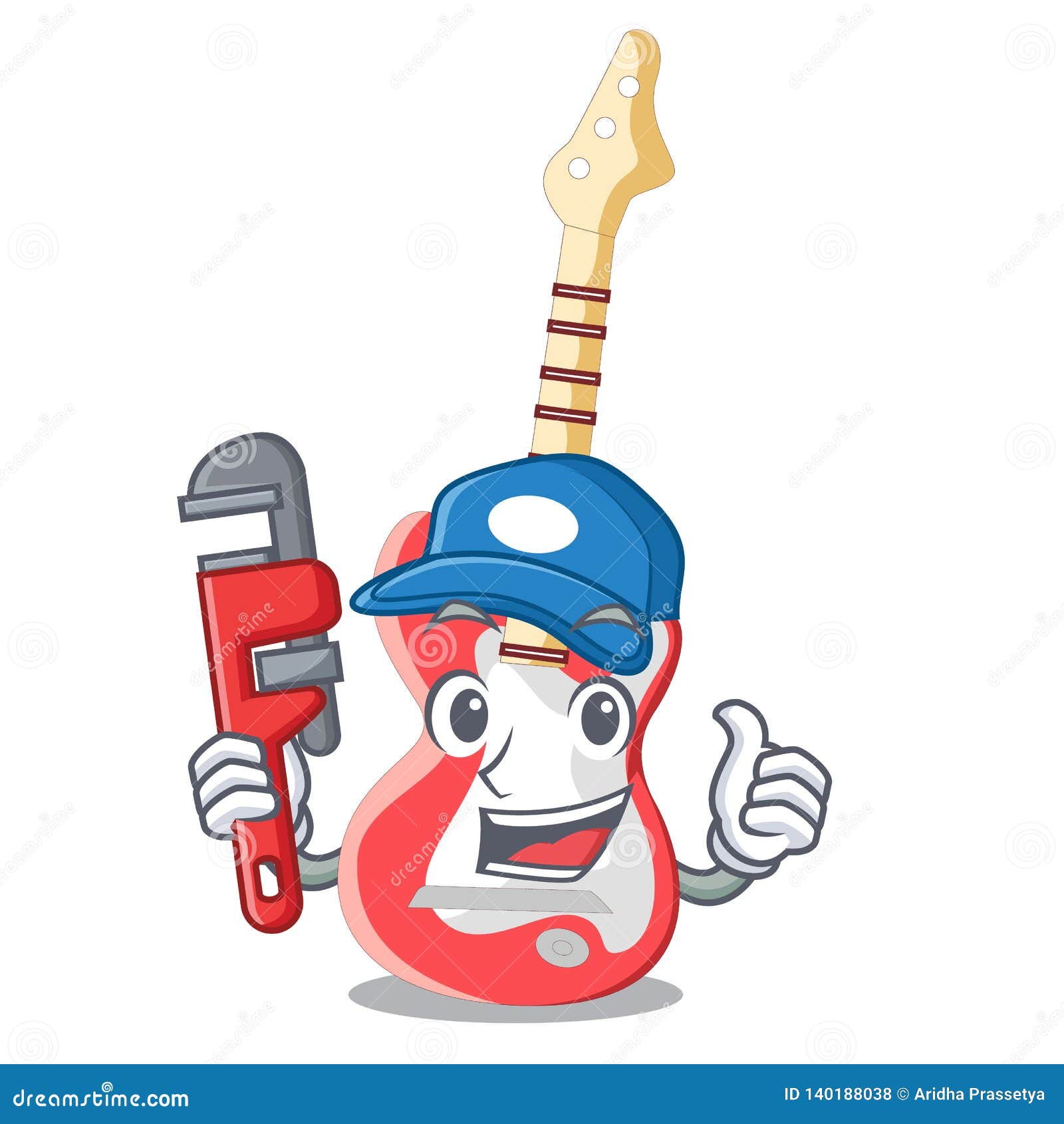 Plumber Electric Guitar Isolated with the Mascot Stock Vector