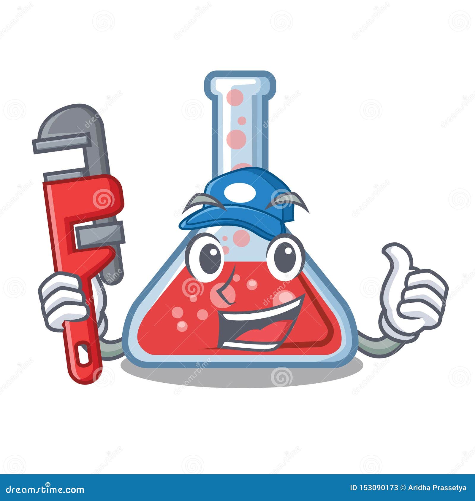 Plumber Erlenmeyer Flask in Cartoon Lab Room Stock Vector