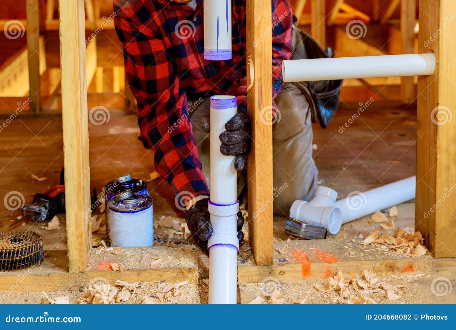 Plumber Glue White Pipe, a Mount New Plastic Drain on New Home Stock Photo Image of glue