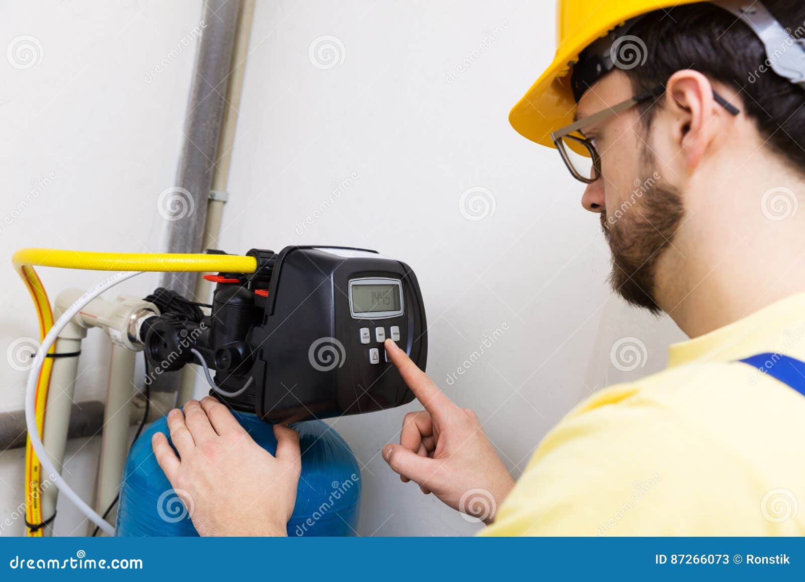 plumber set up water filtration system