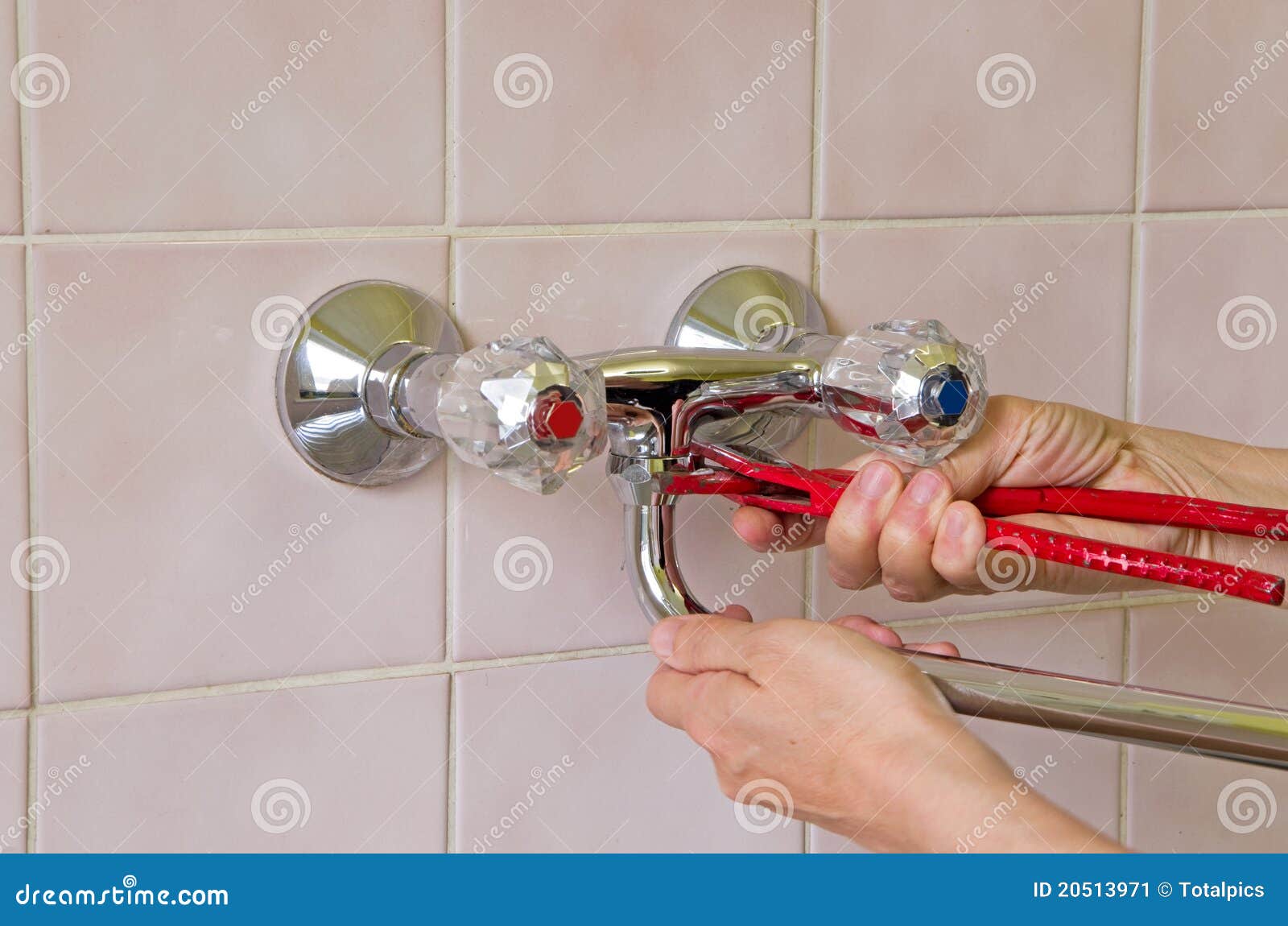 Plumber and tap stock image. Image of work, tool, sink 20513971