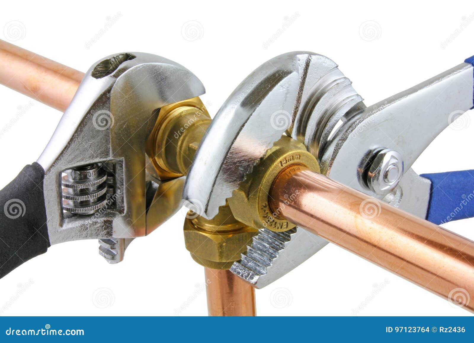 Plumber Tightening Up Pipework Stock Photo Image of mains, plumber