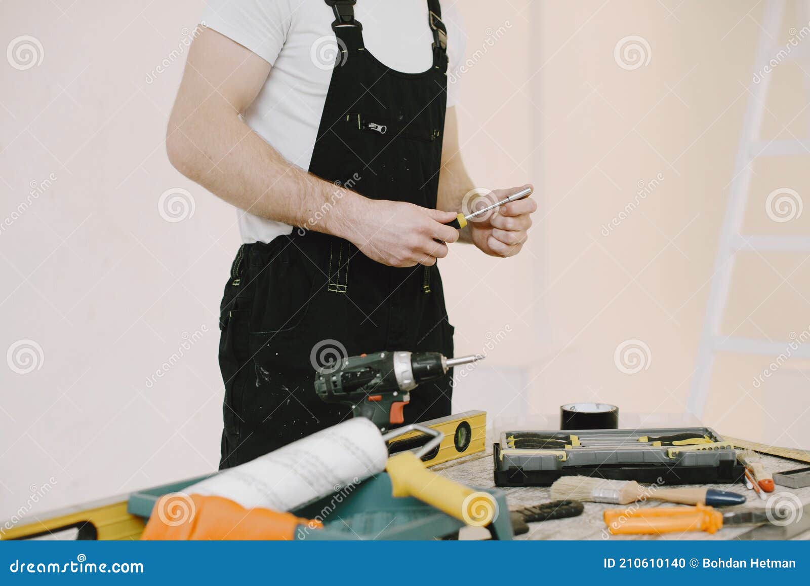Plumber in Uniform on White Background Stock Photo - Image of