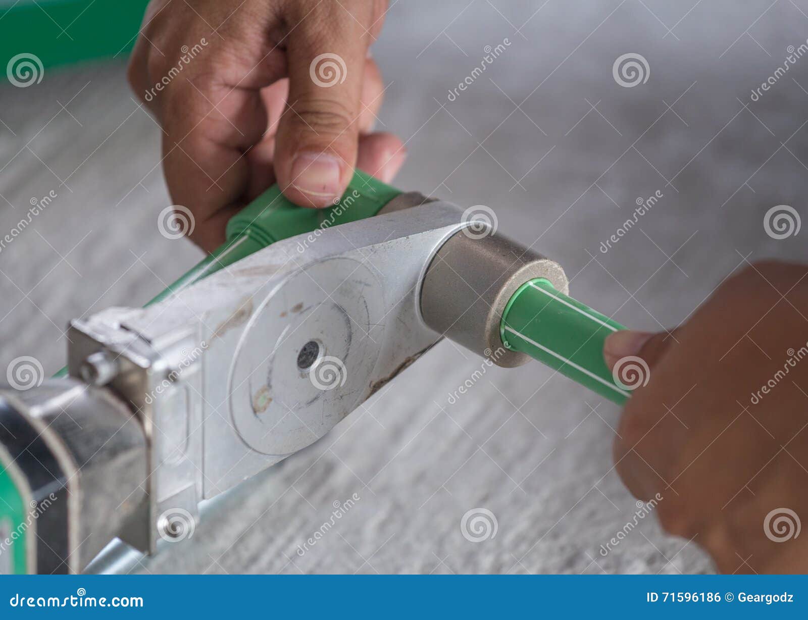 Plumber Weld Two Pieces of PPR Pipe Stock Photo Image of hand