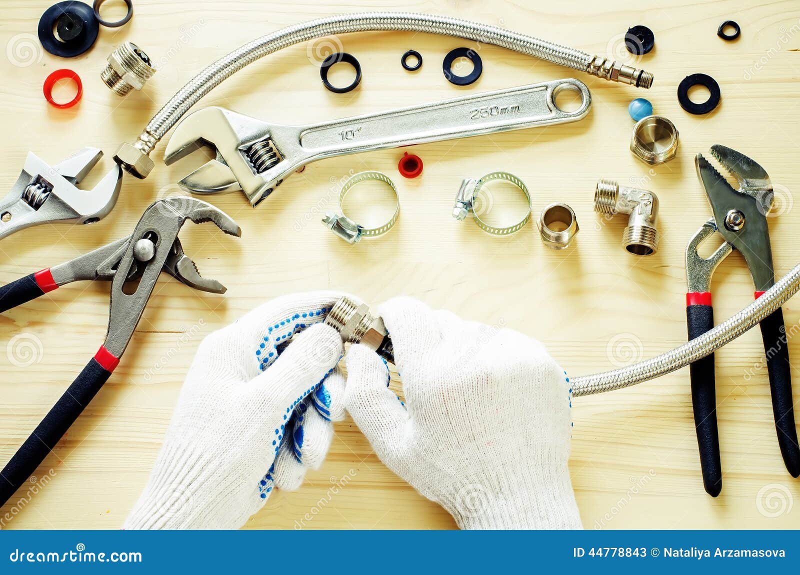 Plumber at Work with Tools Plumbing Stock Image Image of adjustable