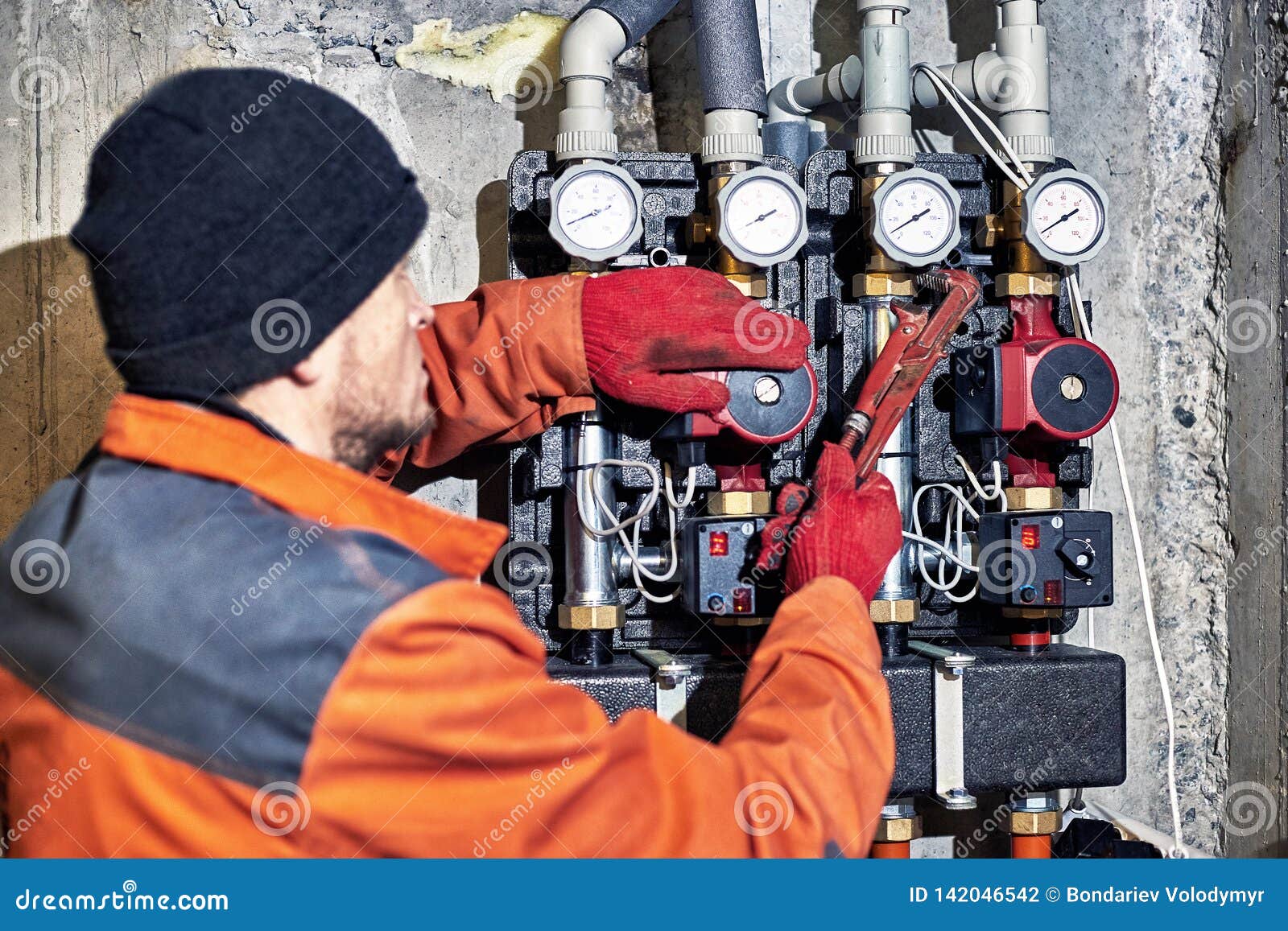 Repair of Hydraulic Heating System in the House Stock Photo Image of