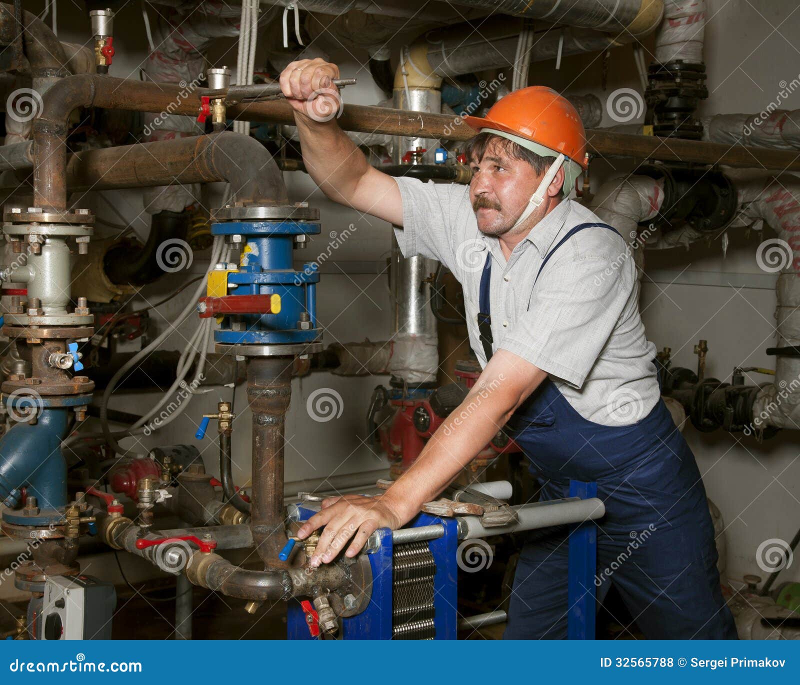Plumber working stock photo. Image of plumbing, wrench 32565788